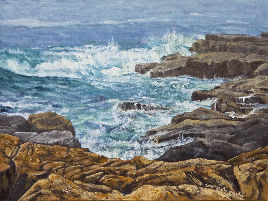 Landscape Painting - Crashing on the Rocks by Peter Muzyka