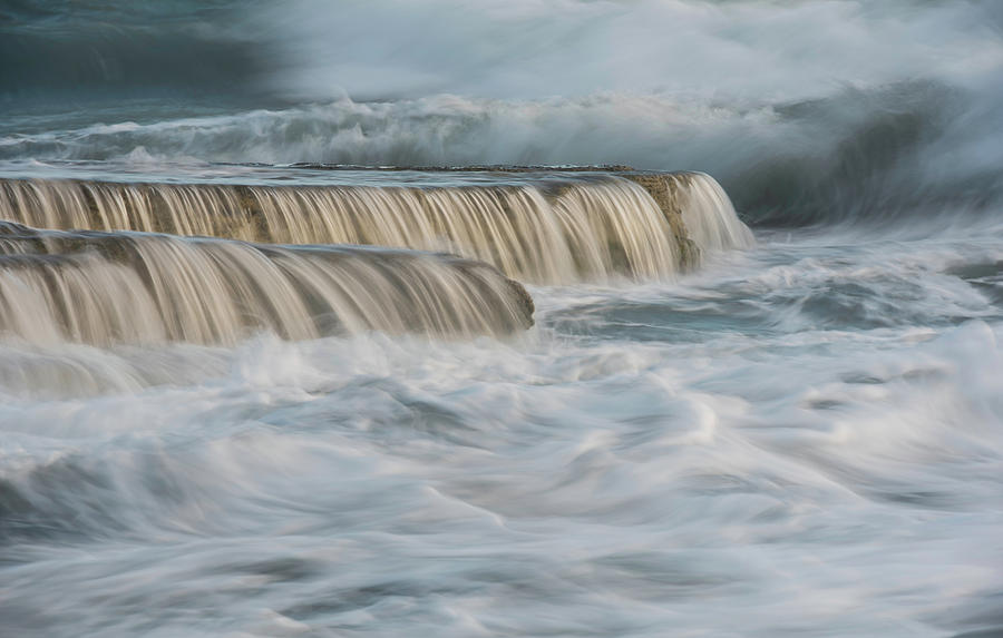 Crashing sea waves and small waterfalls Photograph by Michalakis Ppalis
