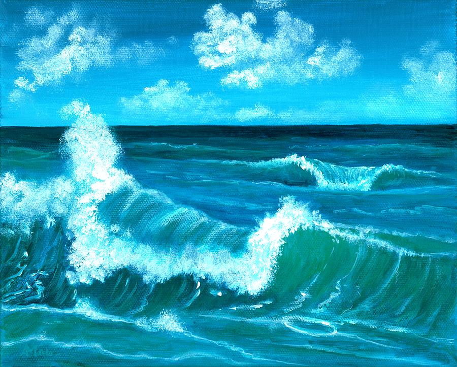 Crashing Wave Painting by Anastasiya Malakhova