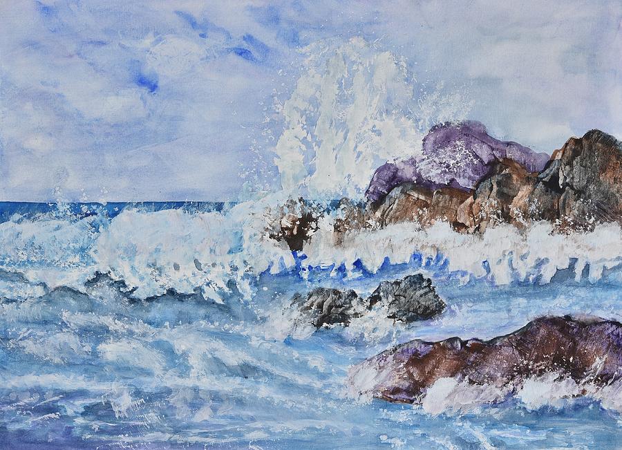Crashing Wave III Painting by Linda Brody