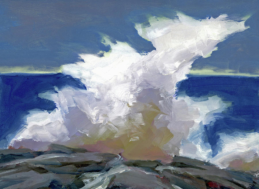 Landscape Painting - Crashing Wave  by Mary Byrom