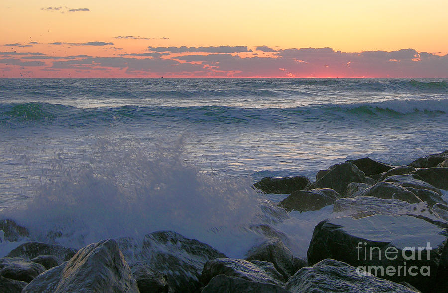 Crashing wave sunrise 5-3-15 Photograph by Julianne Felton