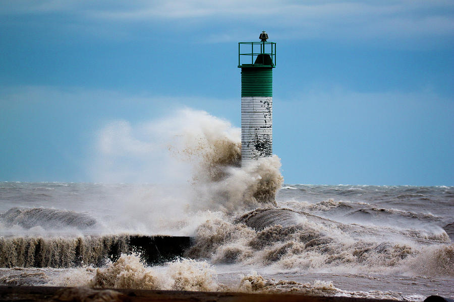 Lighthouse Photograph - Crashing Waves 6 by John Turner