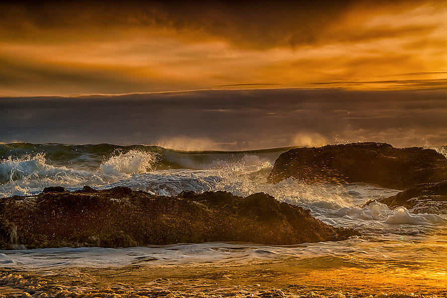 Sunset Photograph - Crashing Waves by Andrew Soundarajan