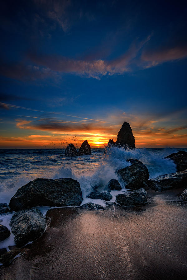 Sunset Photograph - Crashing Waves At Rodeo Beach by Rick Berk