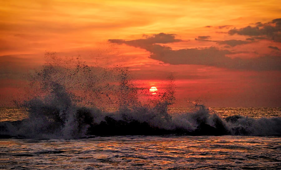 Crashing Waves at Sunset Photograph by Carolyn Derstine