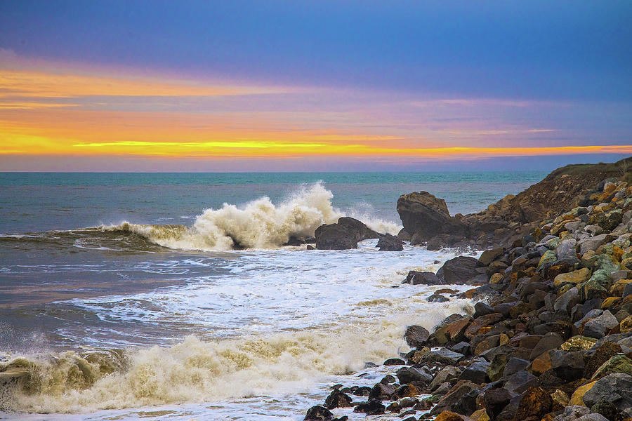 Crashing Waves at Sunset Photograph by Lynn Bauer