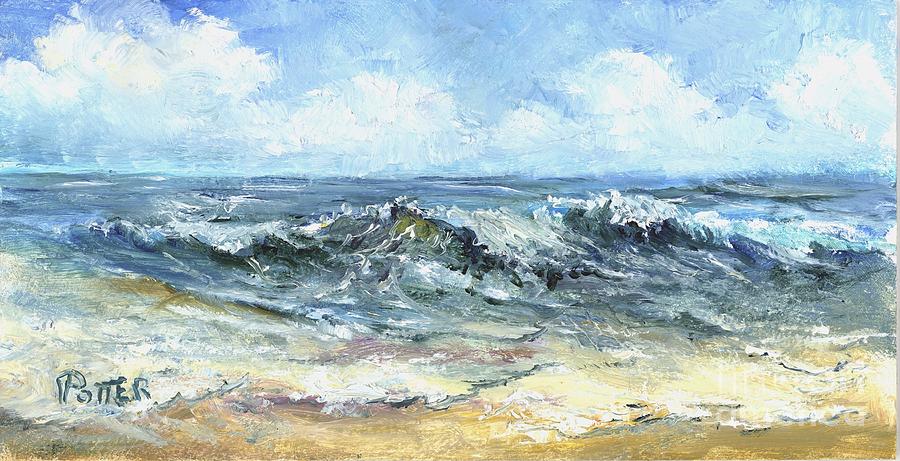 Crashing waves in Florida  Painting by Virginia Potter