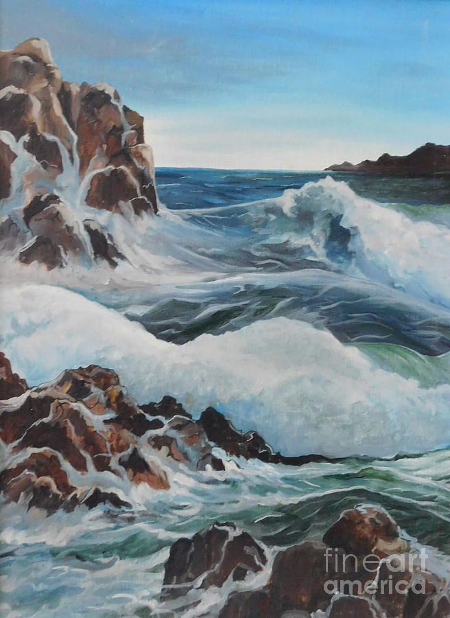 Crashing Waves Painting by Joan Clear
