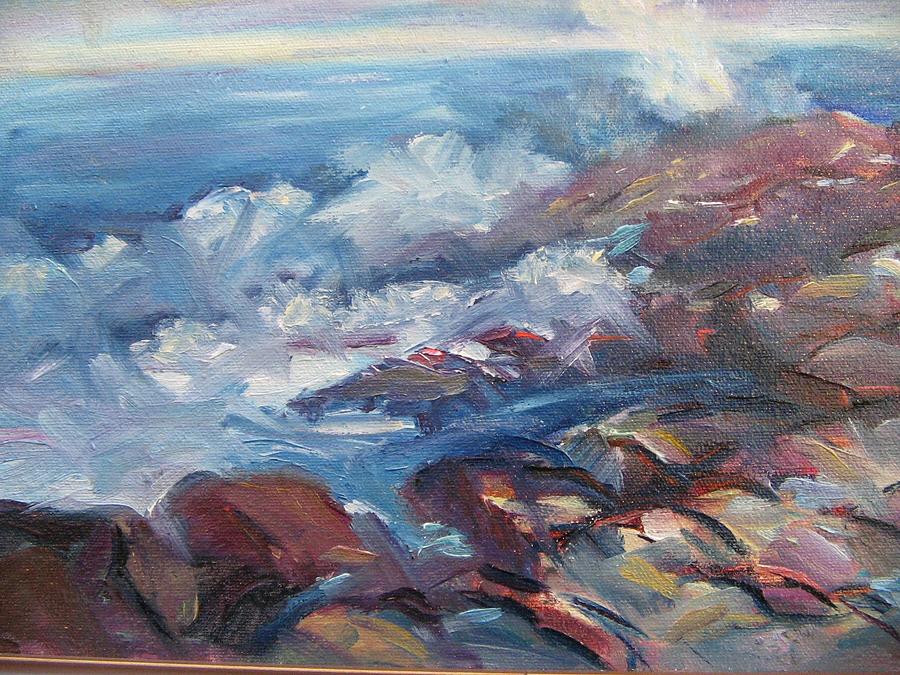 Waves Painting - Crashing Waves on Rocks by Richard Nowak
