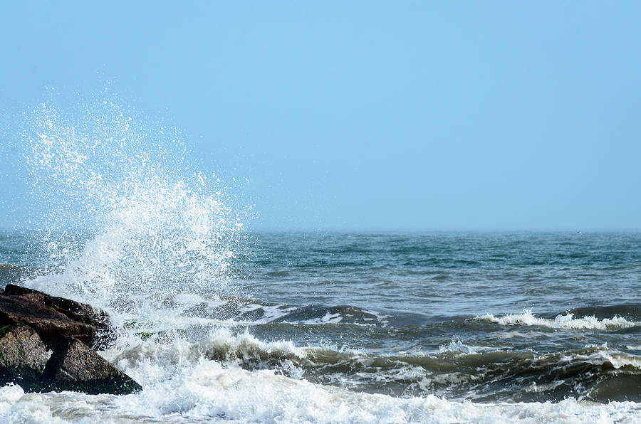 Crashing Waves on the Jetties Photograph by Debra Martz