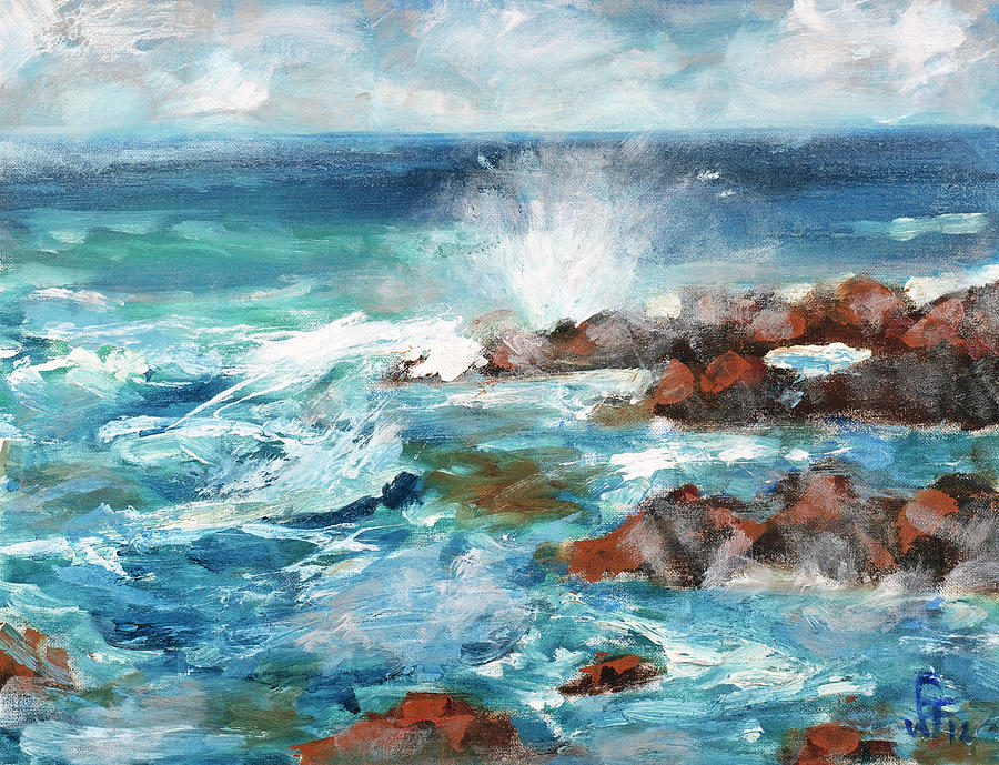 Crashing Waves Painting by Walter Fahmy
