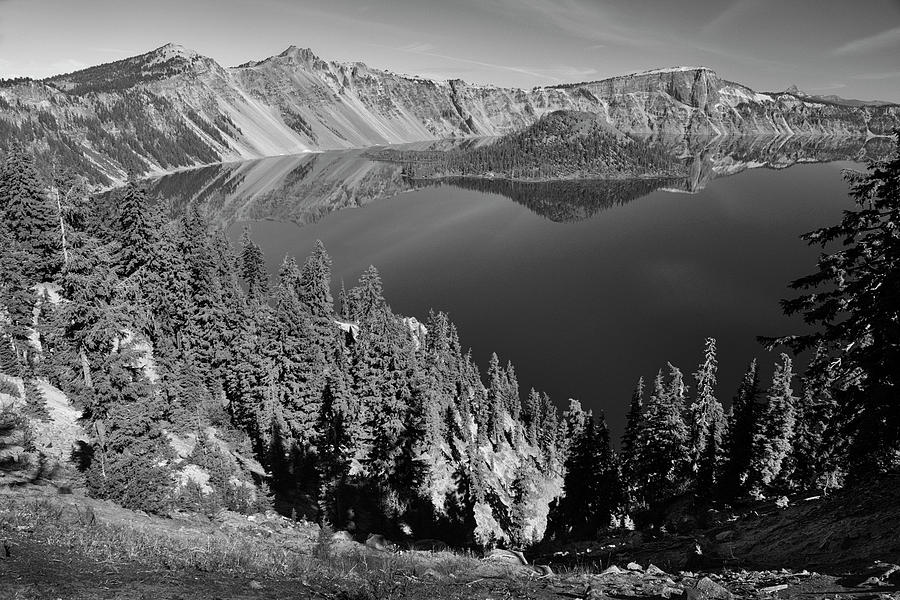 Crater Lake 3 Black and White Photograph by Frank Wilson