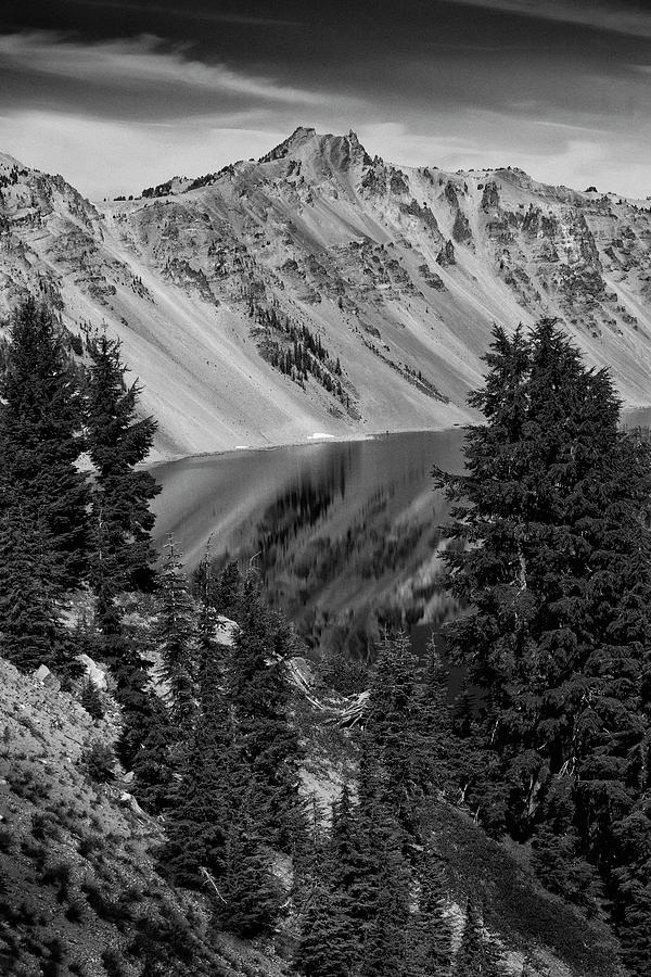 Crater Lake 6 Black And White Photograph