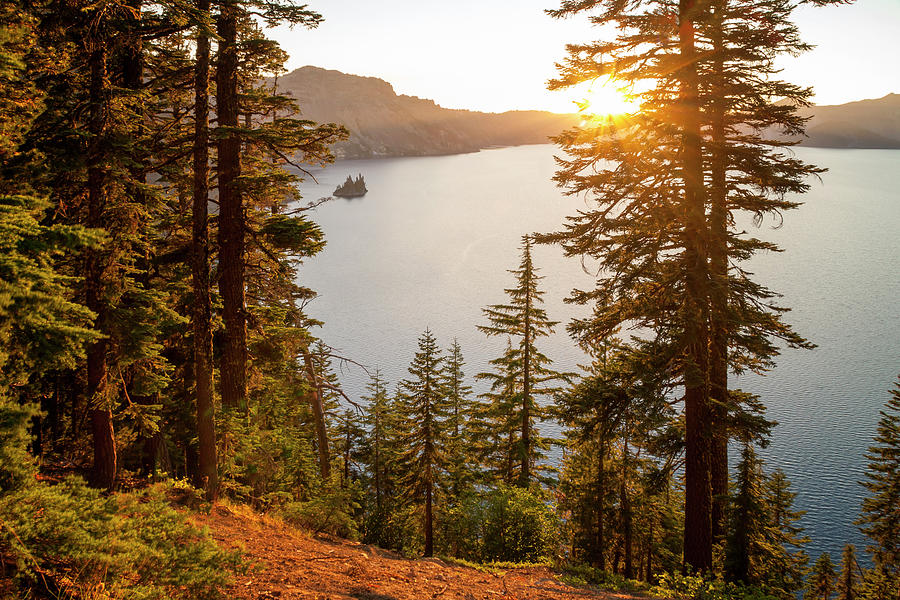 Sunset Photograph - Crater Lake by Brian Harig