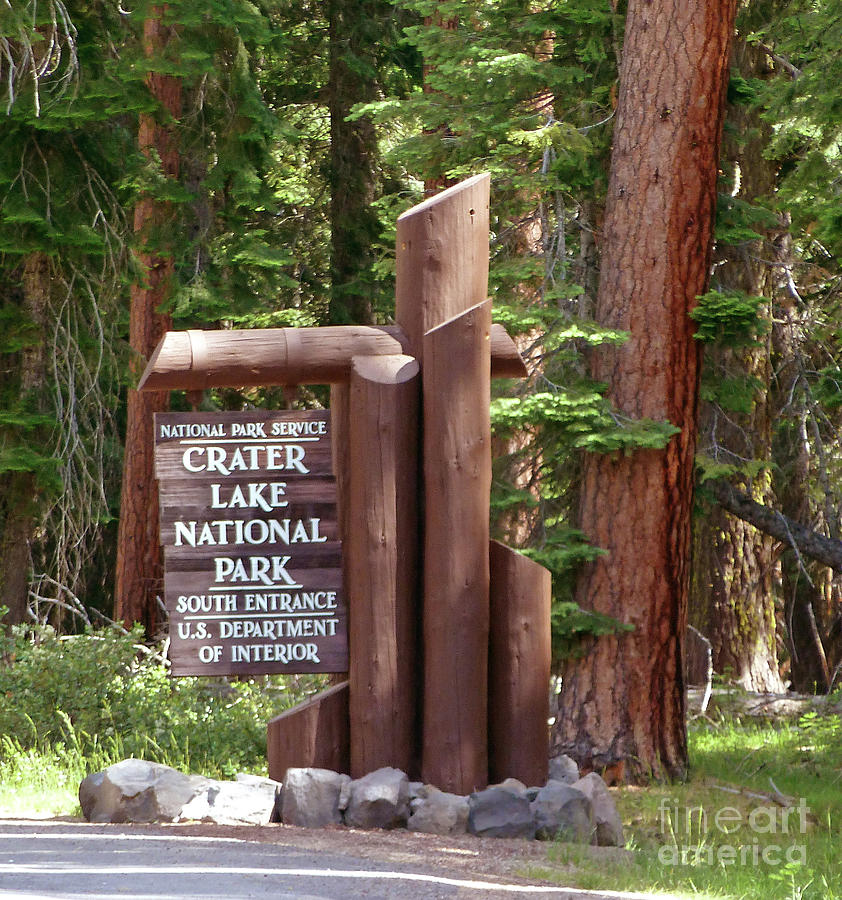 Crater Lake National Park Photograph - Crater Lake Entrance Sign by Two Hivelys