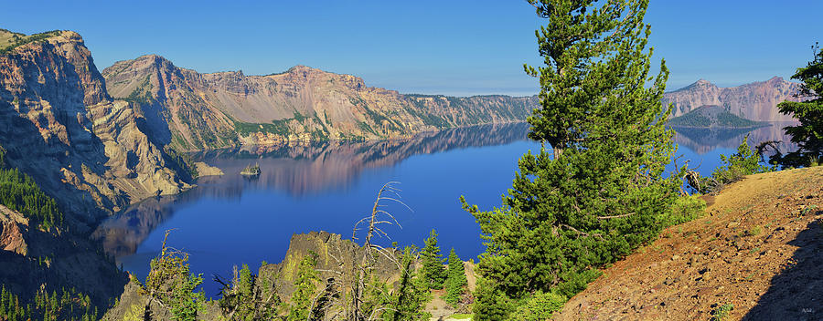 Crater Lake Panoramic Reflections Photograph by Greg Norrell
