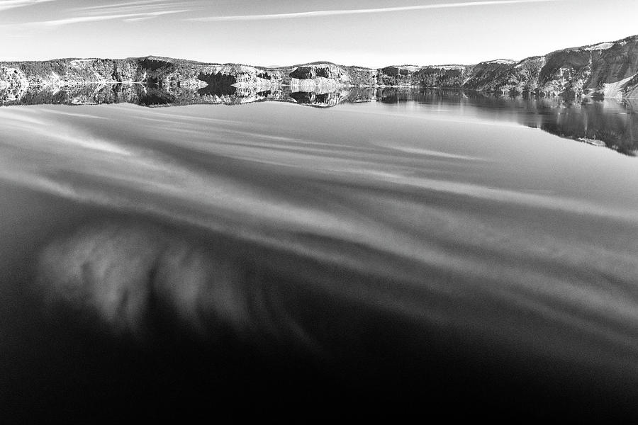 Crater Lake Reflections B W Photograph