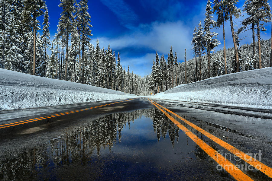 Crater Lake Road Reflections Photograph by Adam Jewell