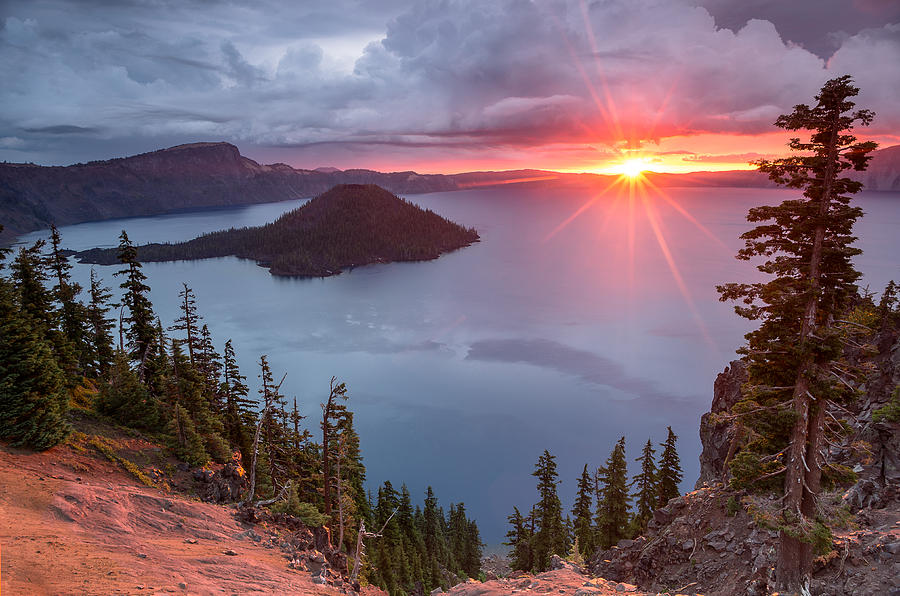 Crater Lake Sunrise Under Clouds Photograph by Greg Nyquist 10 most beautiful lakes 