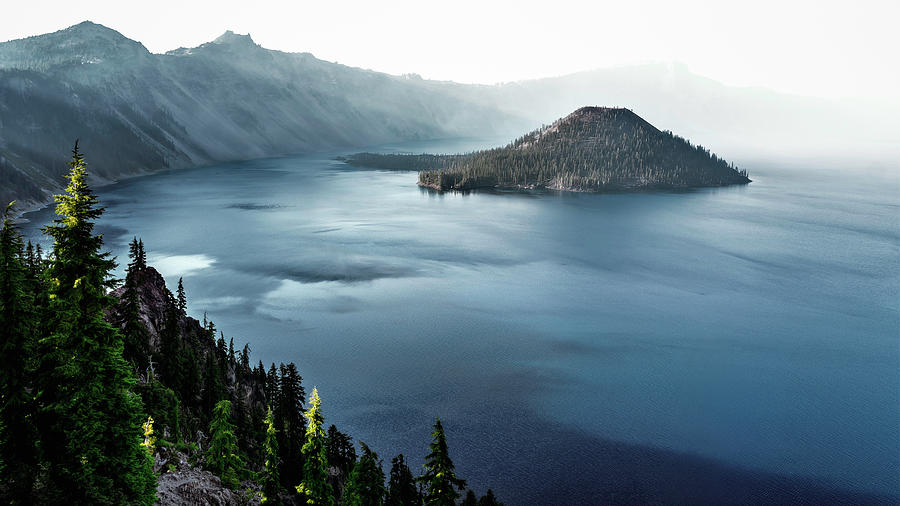 Oregon State Photograph - Crater Lake under a siege by Eduard Moldoveanu