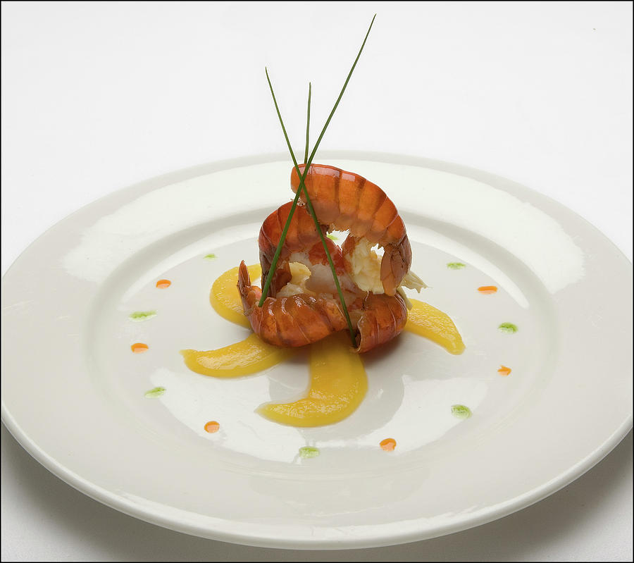 Crayfish with mango coulis Photograph by Frank Lee