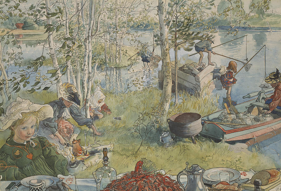Crayfishing. From A Home Painting by Carl Larsson