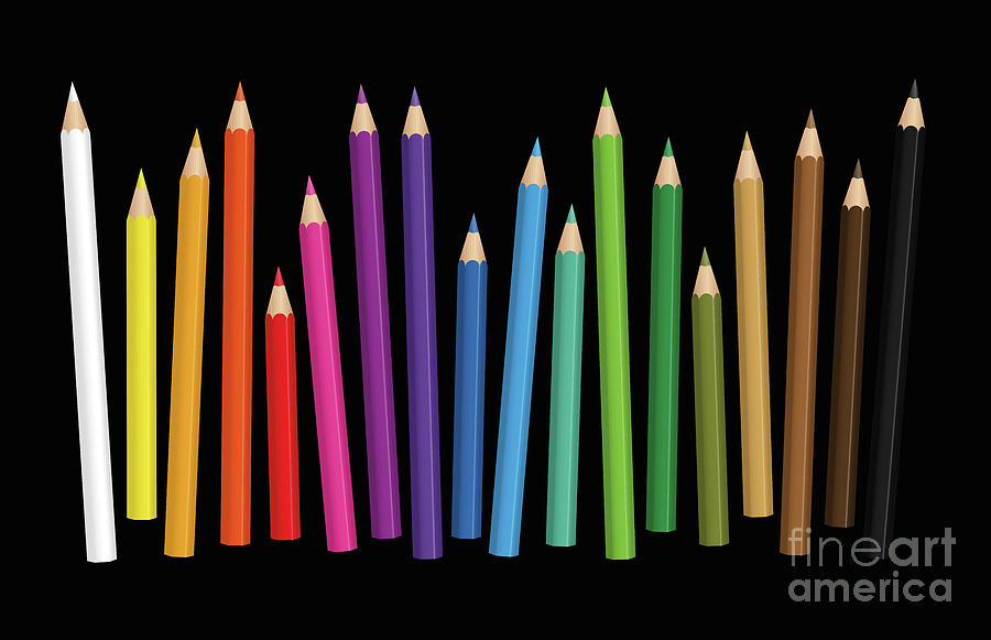 Crayons Different Lengths Loosely Arranged Black Background Digital Art by  Peter Hermes Furian - Pixels