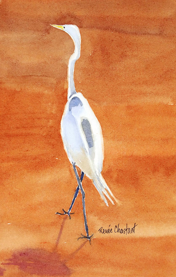 Egret Painting - Crazy Bird by Renee Chastant