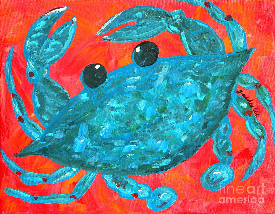 Animal Painting - Crazy Blue Crab by JoAnn Wheeler