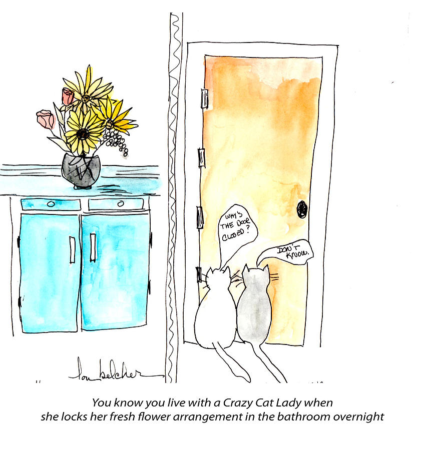 Crazy Cat Lady 0002 Painting by Lou Belcher