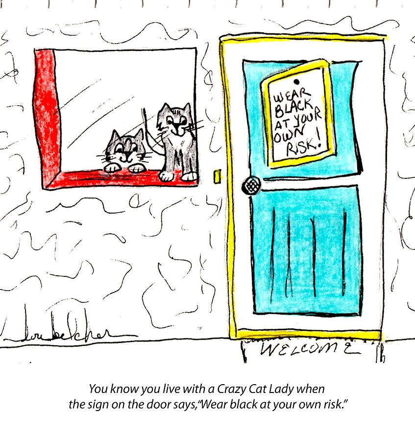 Crazy Cat Lady 0005 Painting by Lou Belcher
