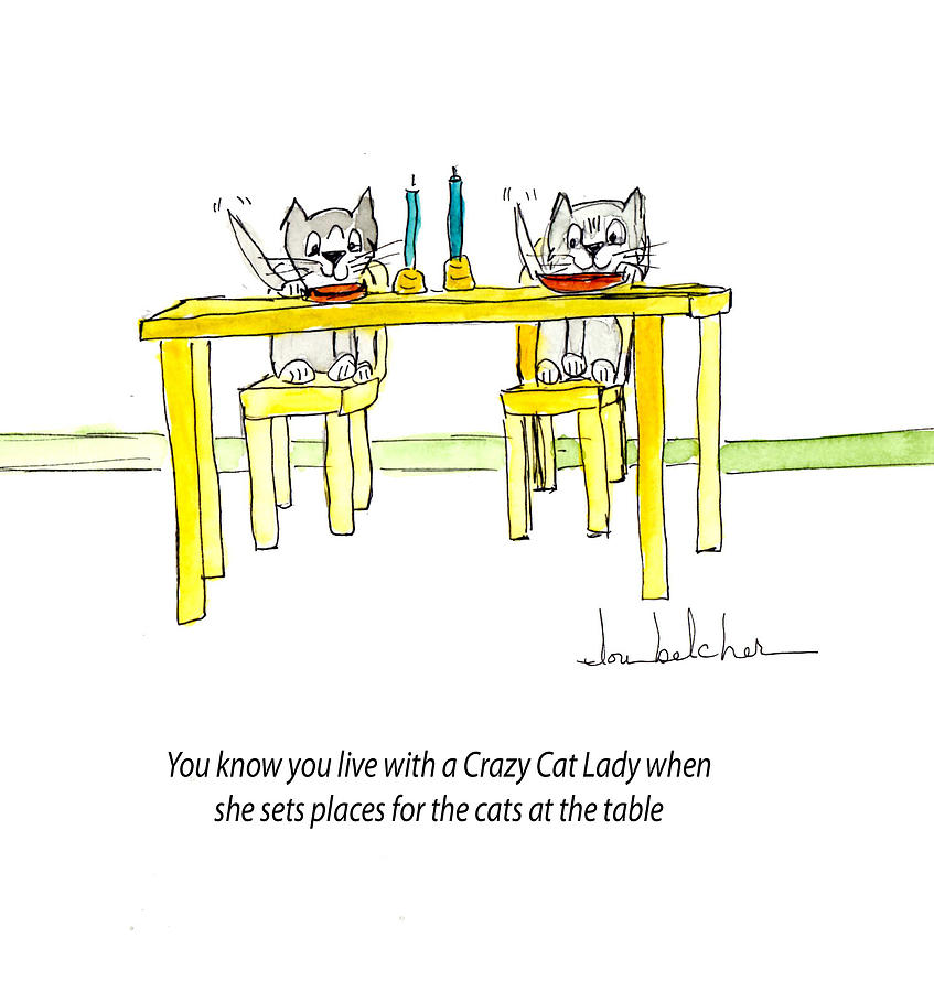 Crazy Cat Lady 0007 Painting by Lou Belcher