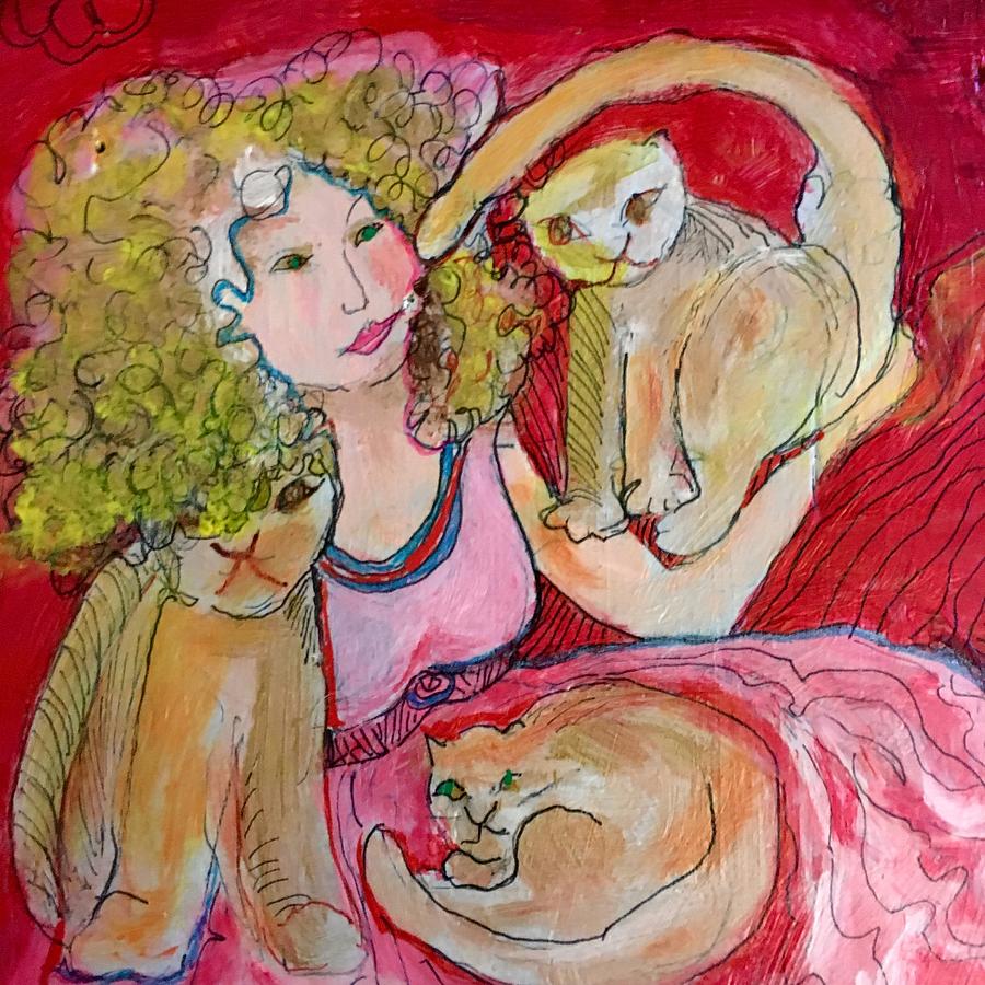 Crazy Cat Lady Painting by Rosalinde Reece