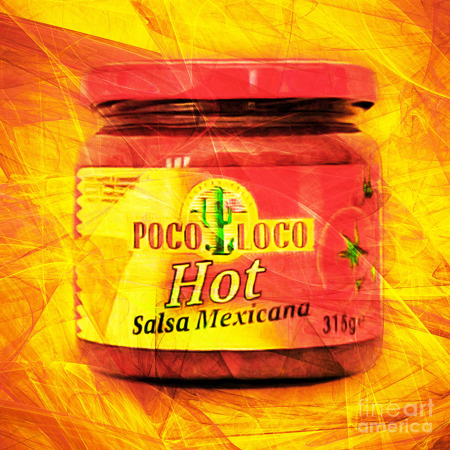 Bottle Photograph - Crazy Chicken Poco Loco Hot Salsa Mexicana 20160213 square by Wingsdomain Art and Photography
