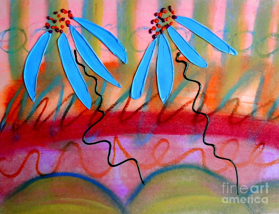 Crazy coneflowers Mixed Media by Barbara Leigh Art