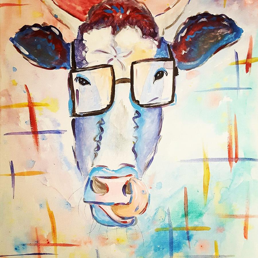 Cow Painting - Crazy cow by Crystal White