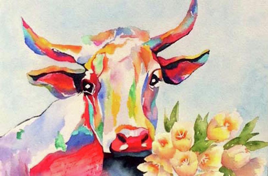 Cow Painting - Crazy Cow by Mary Blumberg Cow Painting - Crazy Cow by Mary Blumberg