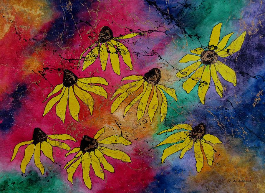 Abstract Painting - Crazy Daisies by Louise Adams
