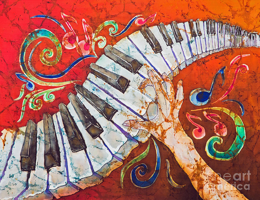 Music Tapestry - Textile - Crazy Fingers - Piano Keyboard  by Sue Duda