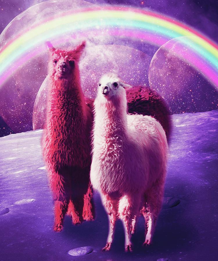 Crazy Funny Rainbow Llama In Space by Random Galaxy.