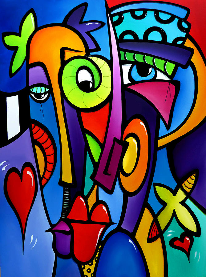 Crazy Hearts Painting by Tom Fedro
