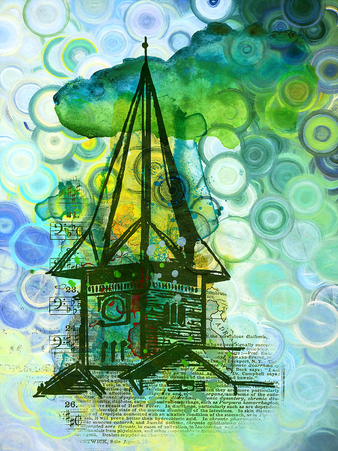 Crazy House In The Clouds Whimsy Painting by Georgiana Romanovna
