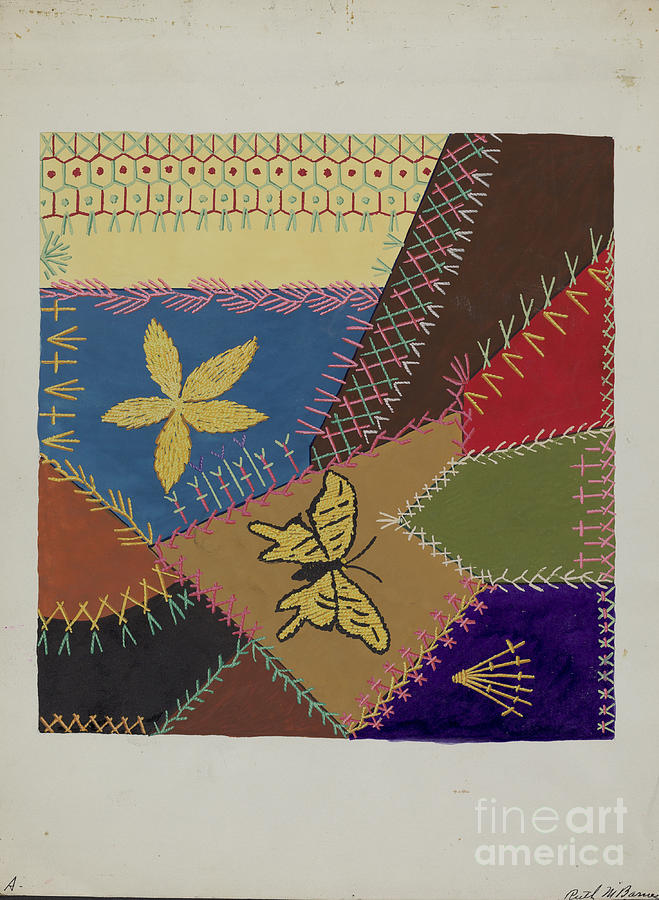 Crazy Quilt (section) Drawing by Ruth M. Barnes
