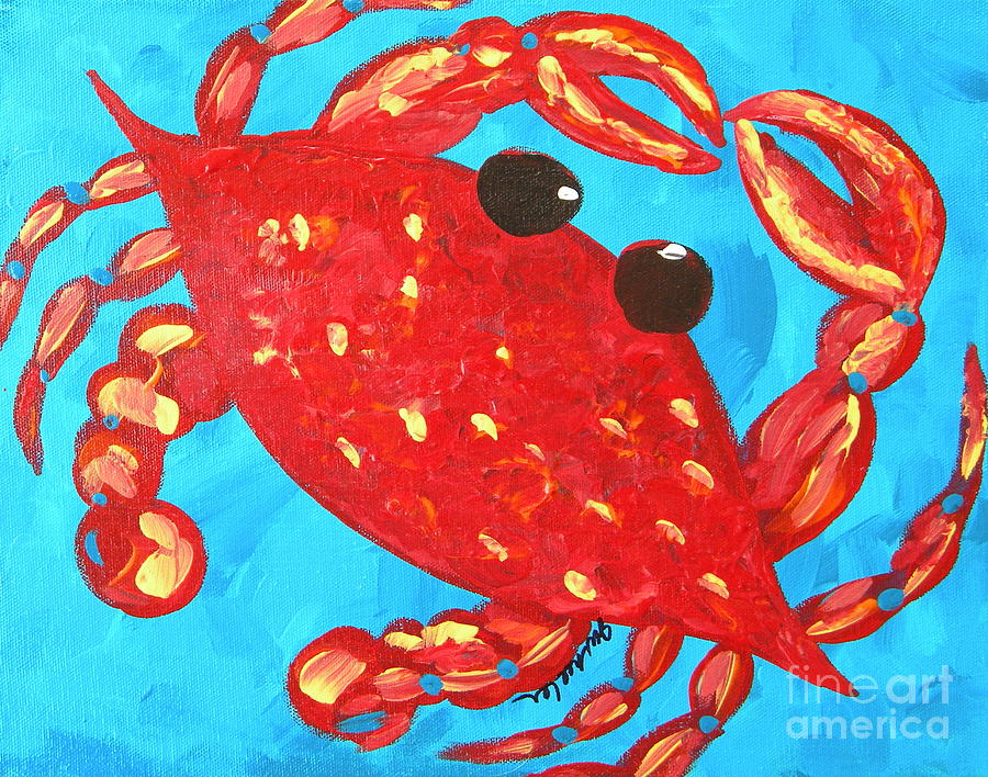 Crazy Red Crab Painting by JoAnn Wheeler