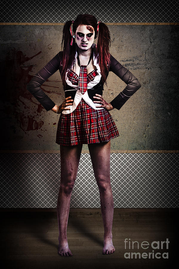 Crazy zombie school student. Tales from the crypt  Photograph by Jorgo Photography