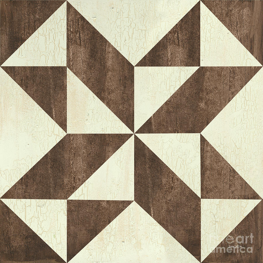 Abstract Painting - Cream and Brown Quilt by Debbie DeWitt
