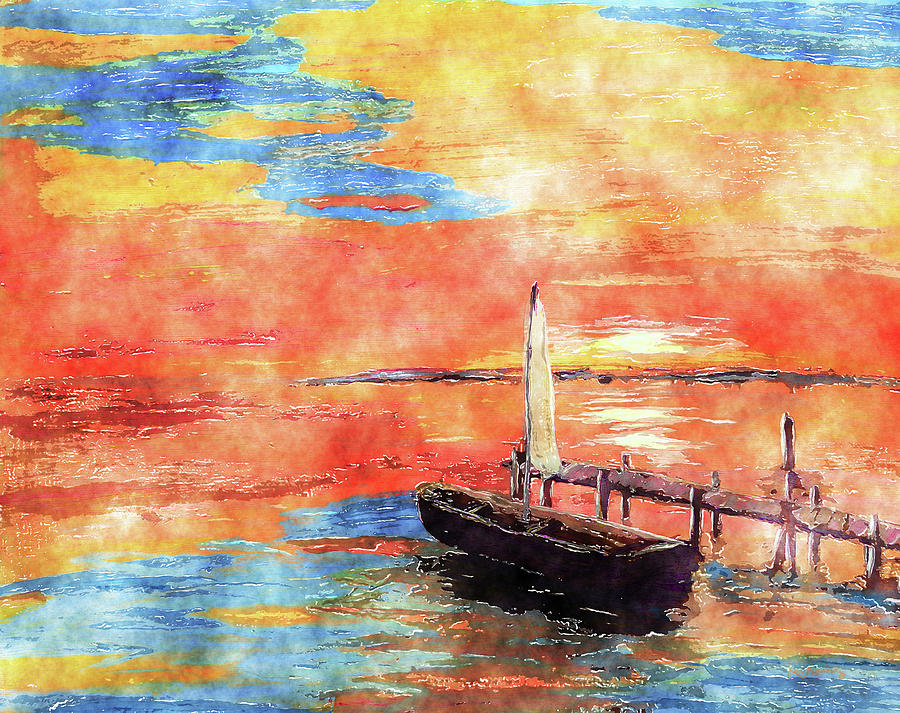 Creamsicle Sunset Watercolor Painting by Ken Figurski | Fine Art America