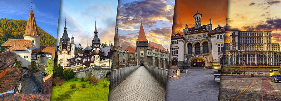 Creative Collage View Of Romania Architectural Monuments and Castles ...