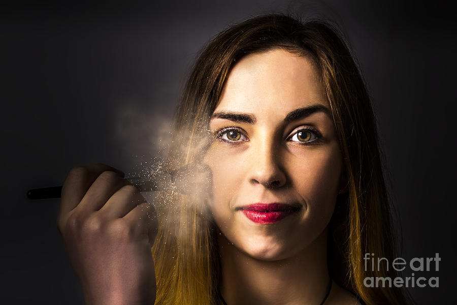 Creative dark makeup beauty applying blush powder Photograph by Jorgo Photography